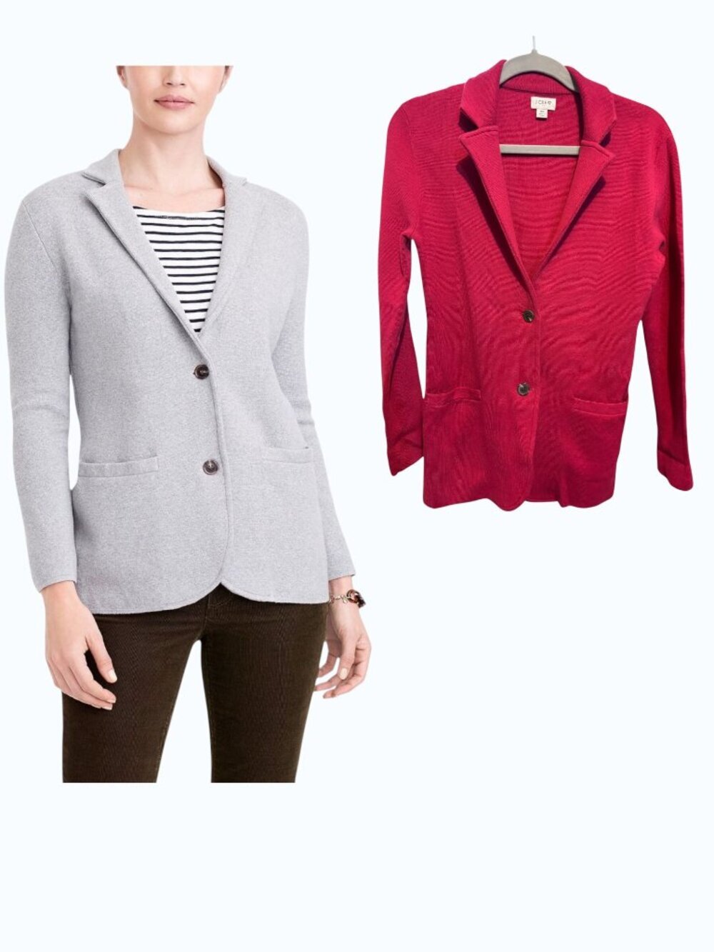 J. Crew Dark Pink Cotton Knit Sweater Blazer